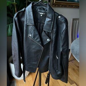 Missguided Classic Black Faux Leather Moto Biker Jacket Women’s Sz 12